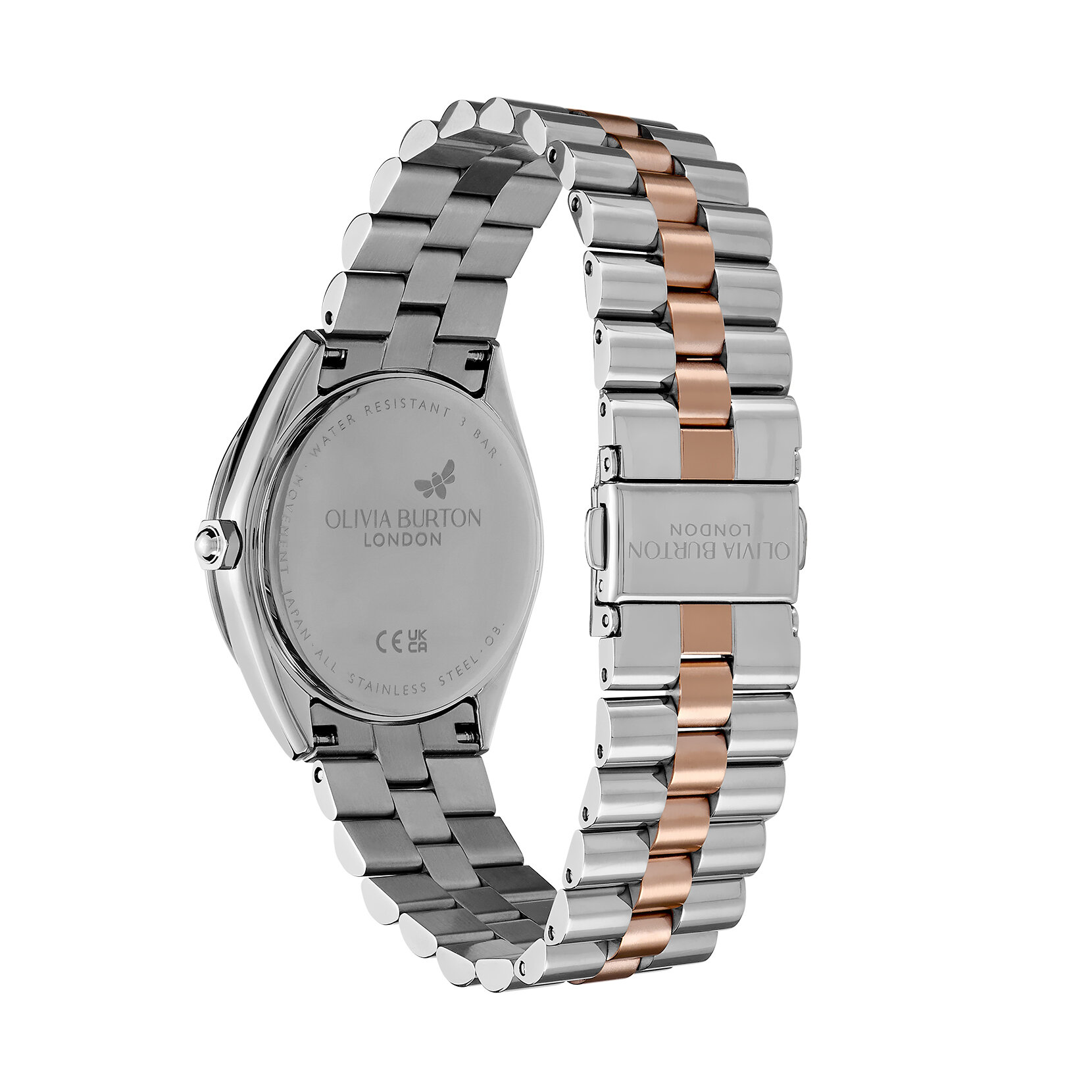 34mm Bejewelled Silver & Two Tone Bracelet Watch