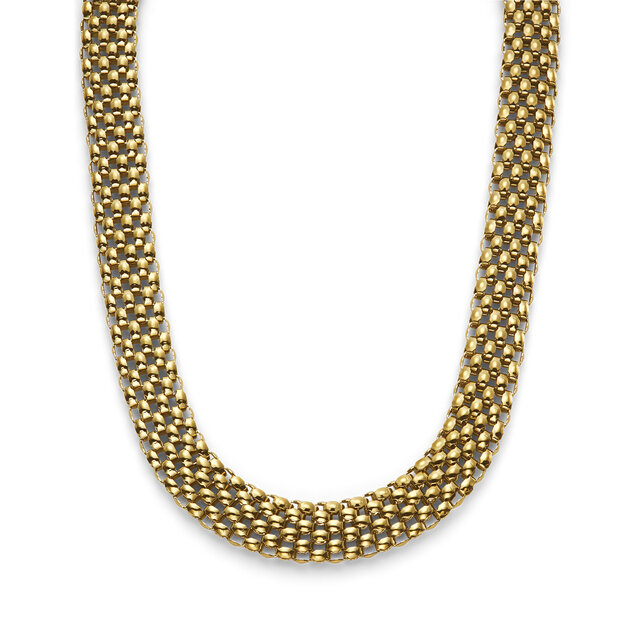 Collier Chequerboard Link plaqu&eacute; or