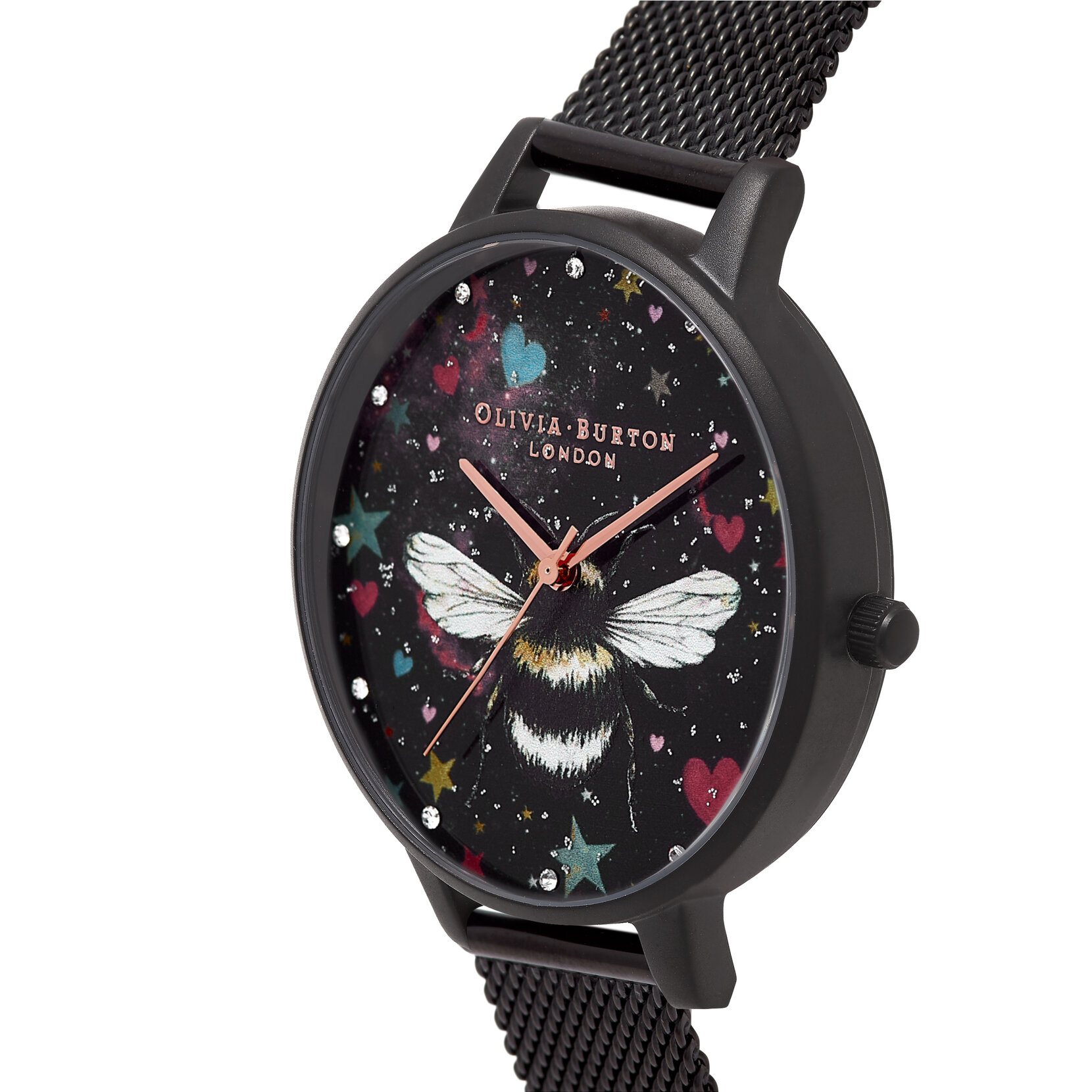 38mm Black Mesh Watch