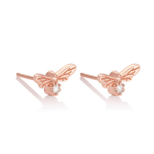 Celebration Stones Celebration Bee Studs Rose Gold & White Topaz (April)