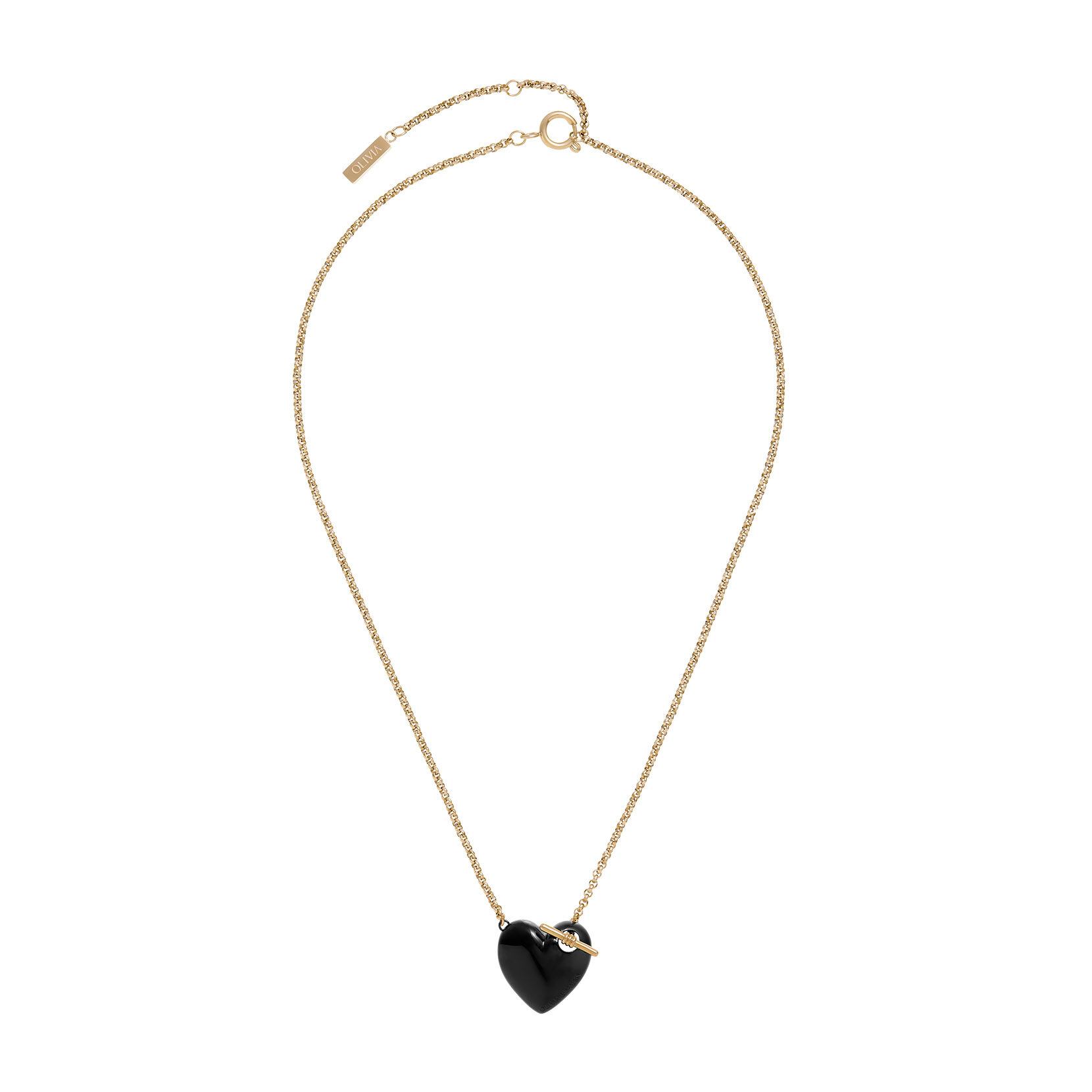 Knot Heart Gold & Black Necklace