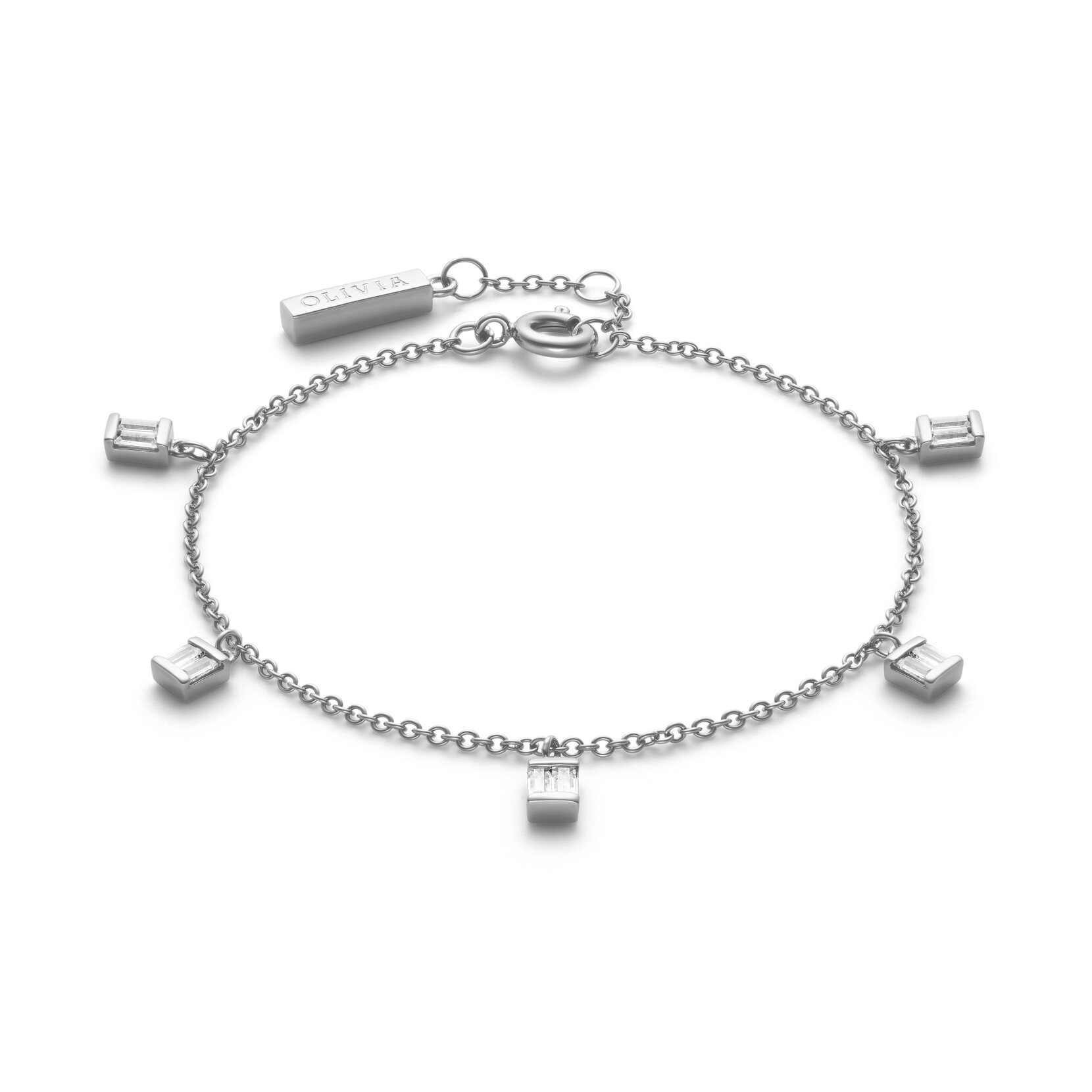 Multi Baguette Crystal Silver Tone Bracelet