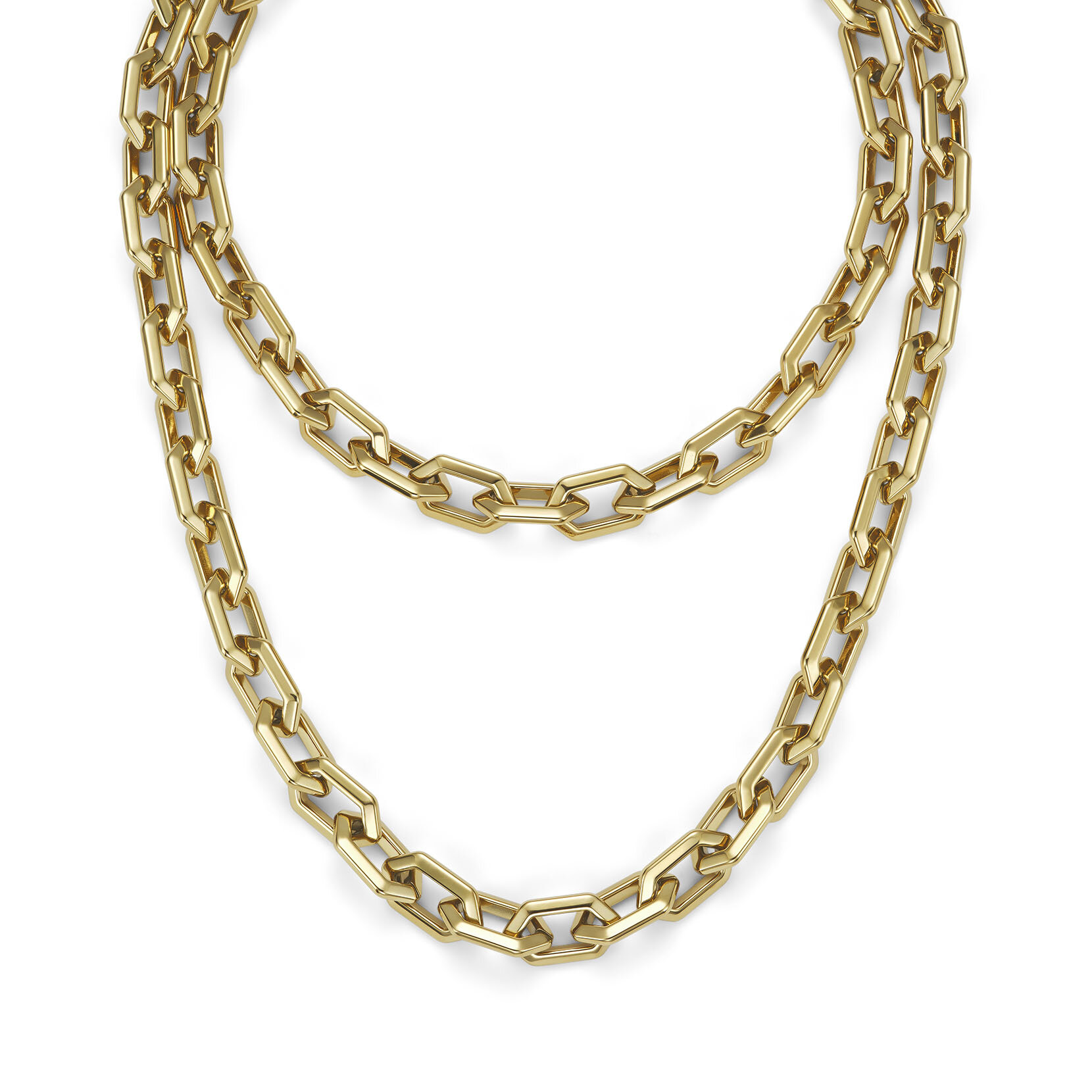 Honeycomb Geo Gold Plated Chain Link Necklace