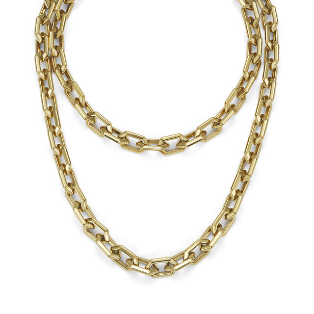Collier Maillon G&eacute;om&eacute;trique Nid d'abeille Plaqu&eacute; Or