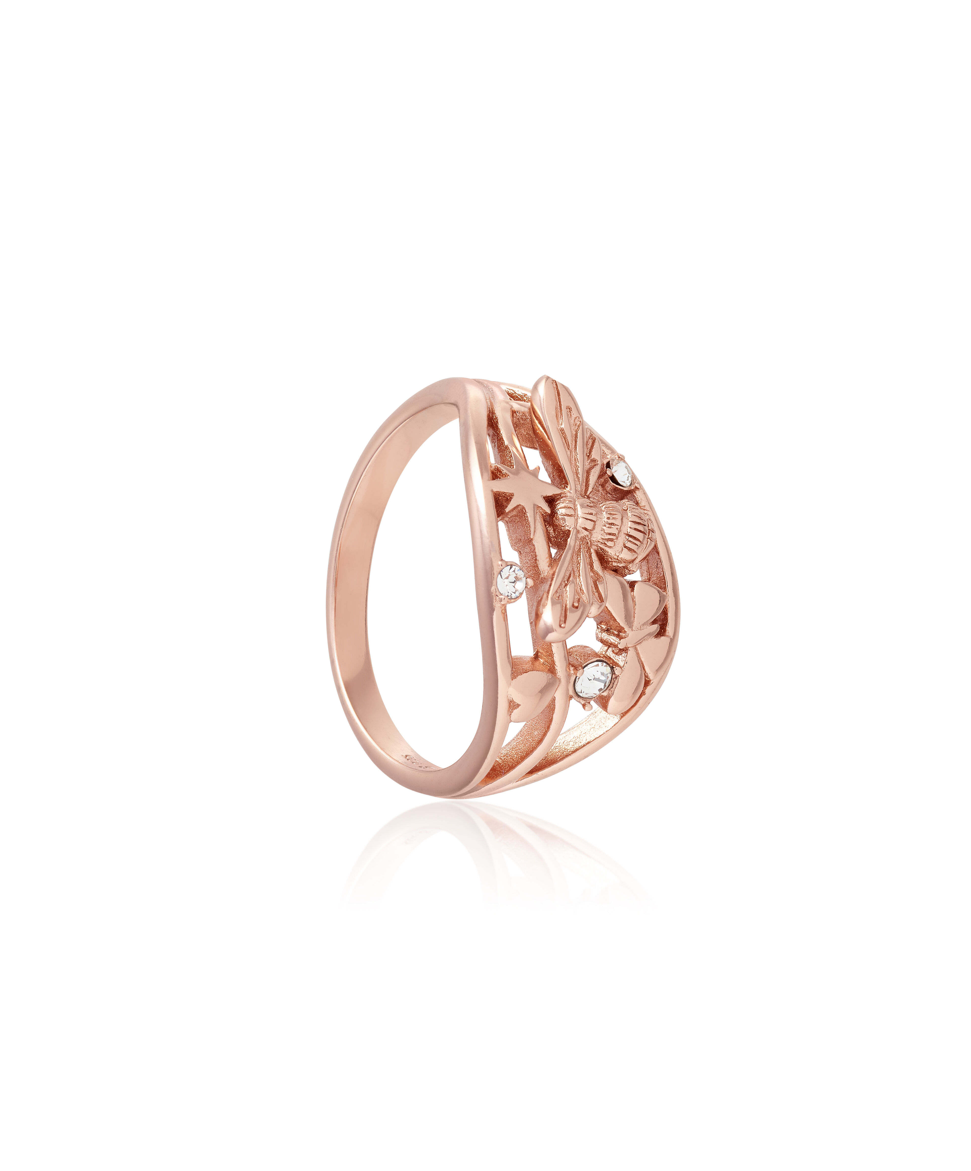 Night Garden Rose Gold Cluster Ring 925 L Olivia Burton London