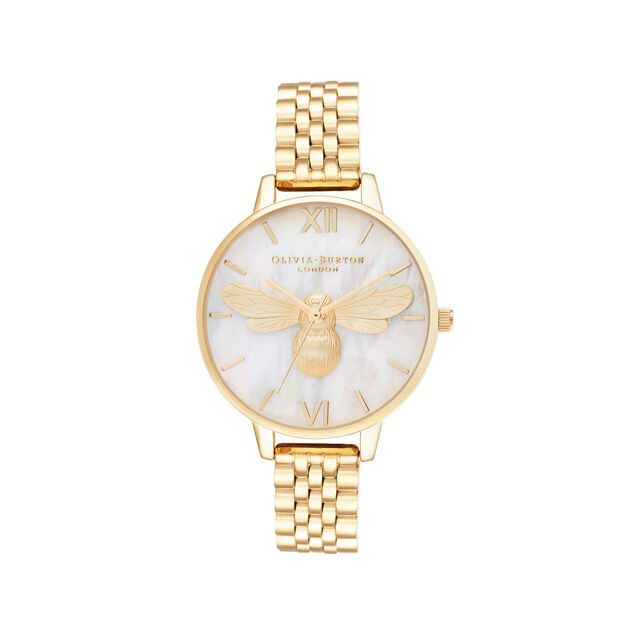Mother Of Pearl Demi Dial Gold Bracelet Watch