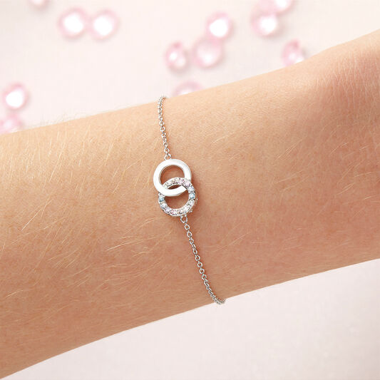 Bejewelled Classics Rainbow Interlink Chain Bracelet Silver