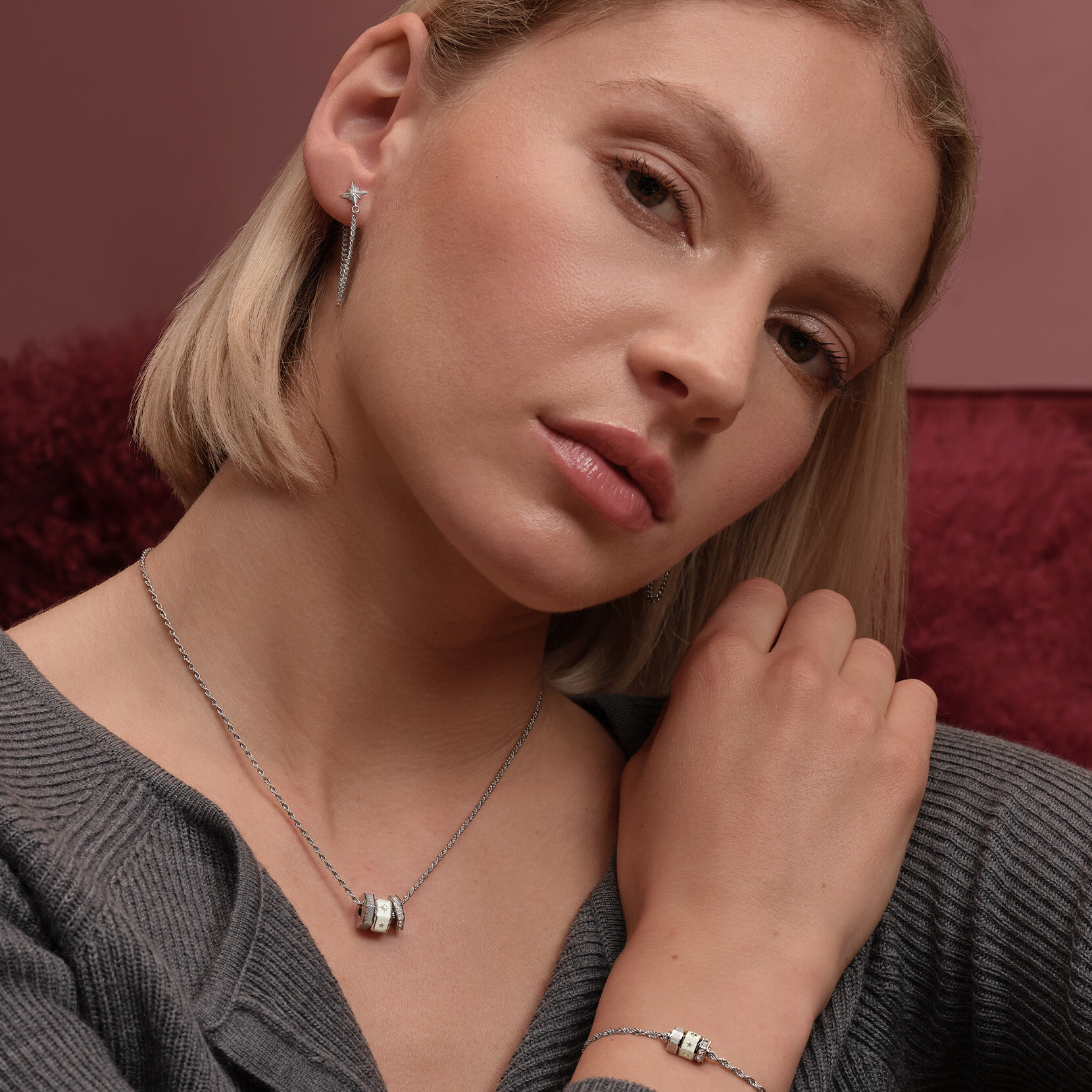 Collier Bead Charm Ivoire et Argent