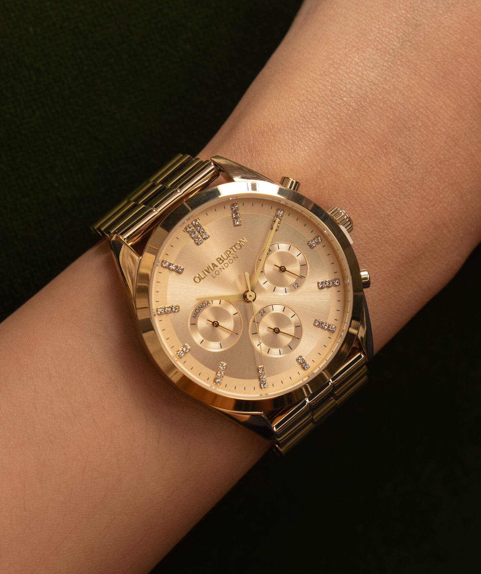 Sports Luxe 38mm City Classic Multifunction Gold Bracelet Watch Olivia Burton London