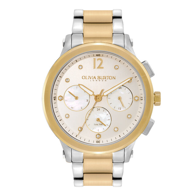 38mm Multi-Function Metallic White & Two Tone Bracelet Watch