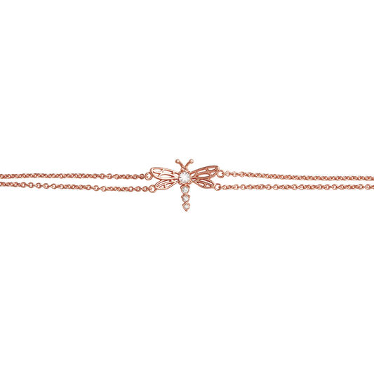 Dancing Dragonfly Chain Bracelet Rose Gold