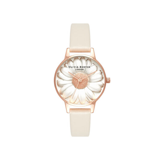 3D Daisy Vegan Nude & Rose Gold Watch