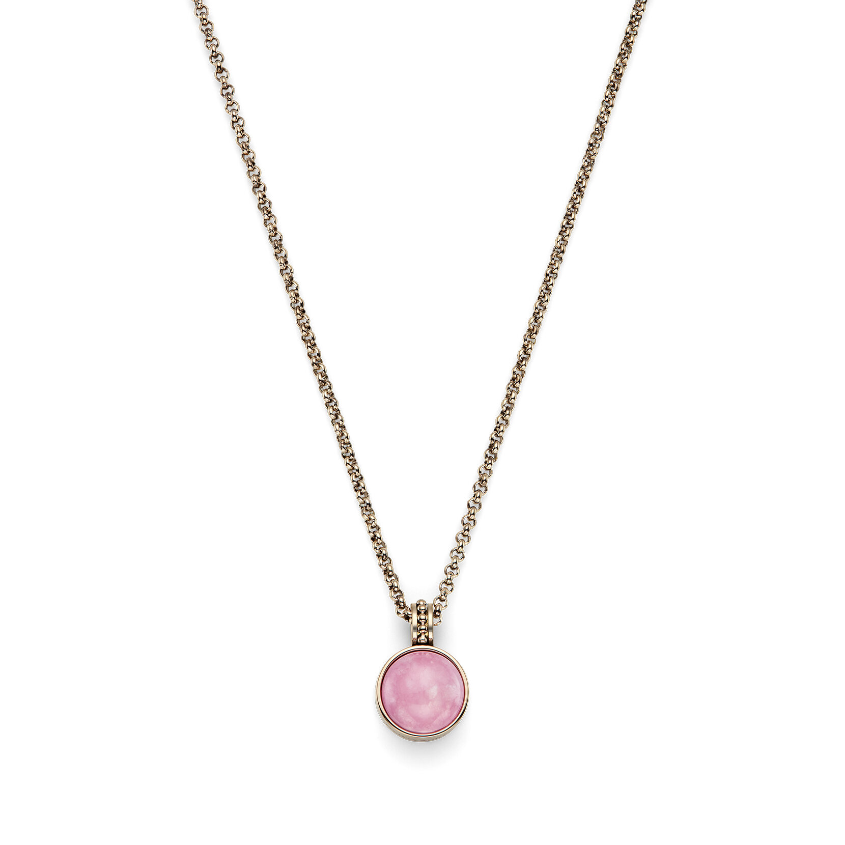 Rose Quartz Cabochon Rose Gold Plated Gemstone Necklace
