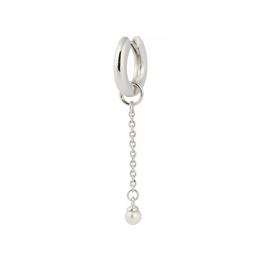 Pearl Drop Silver Huggie Charm