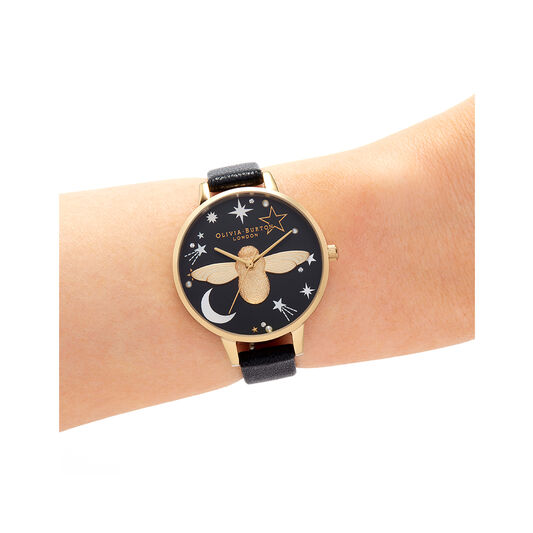 Celestial 3D Bee, Black & Gold Watch