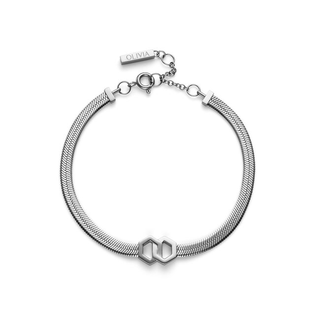 Honeycomb Loop Silver Tone Bracelet