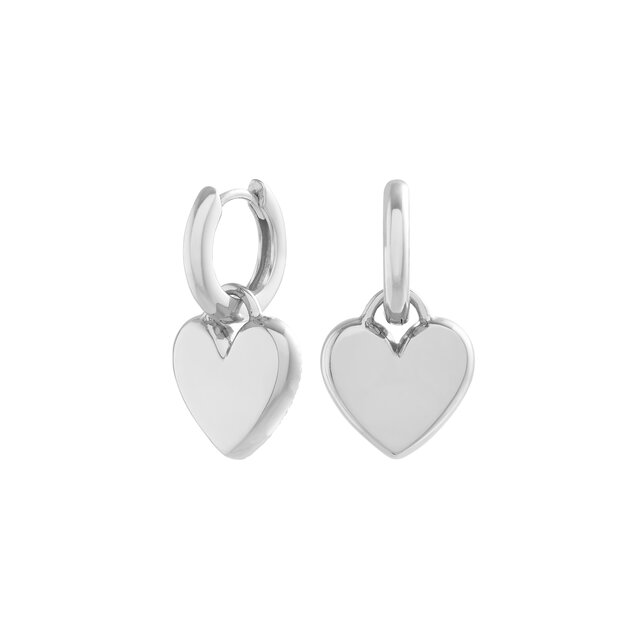 Silver Heart Huggie Hoops
