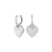 Silver Heart Huggie Hoops