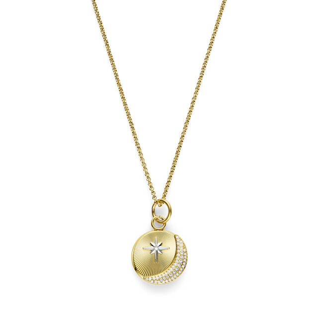 Celestial Star and Moon Gold Plated Pendant Necklace