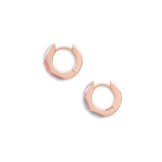 Rainbow Huggie Hoop Rose Gold
