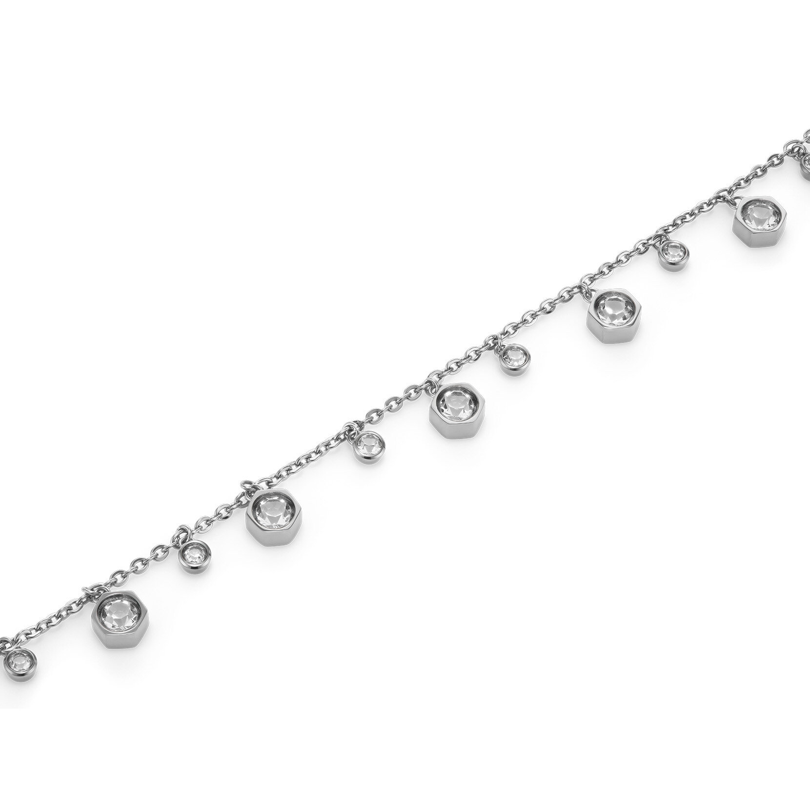 Mini Droplet Clear Crystal Silver Tone Bracelet