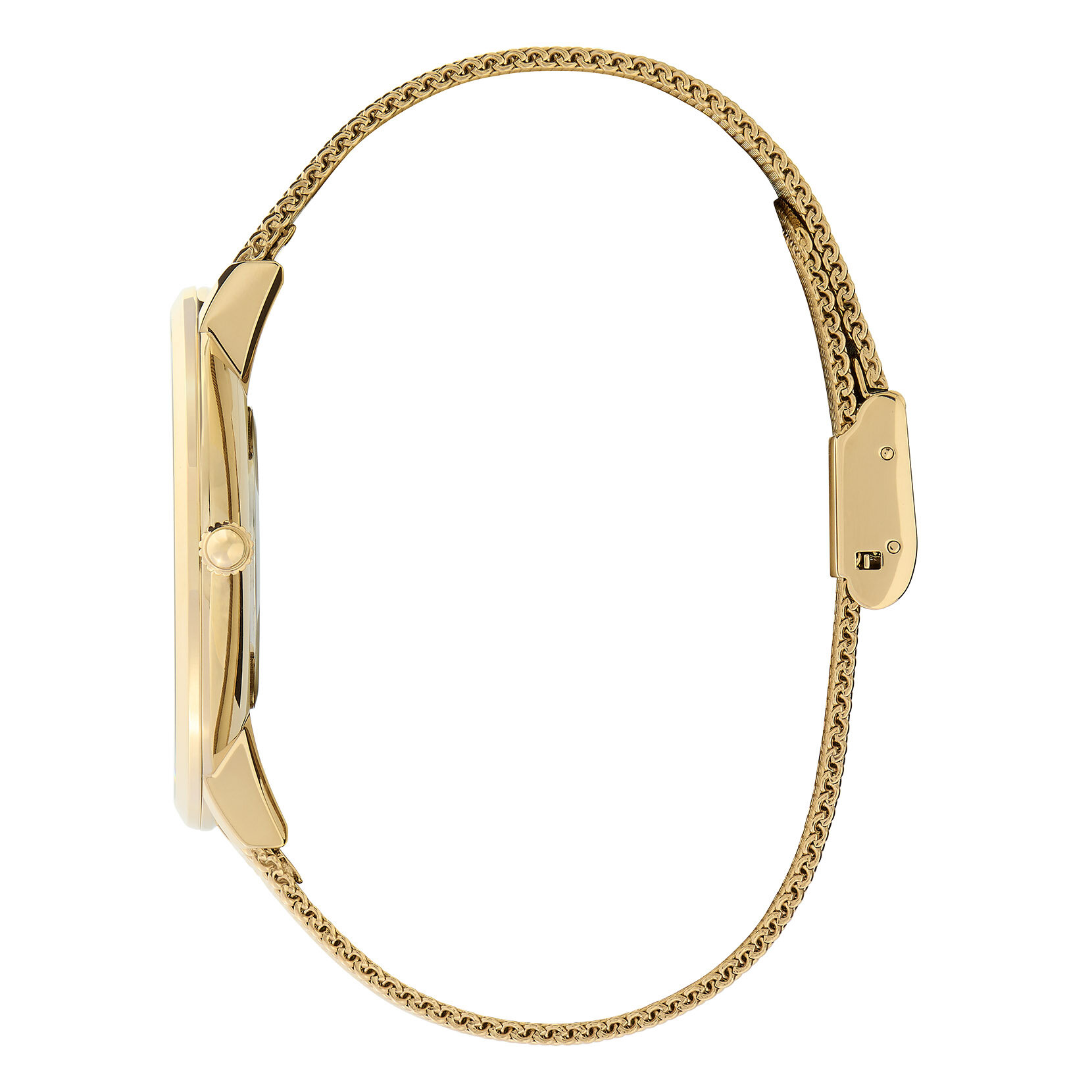 Montre ultra fine avec bracelet en maille milanaise Blanc métallisé et Or 40 mm
