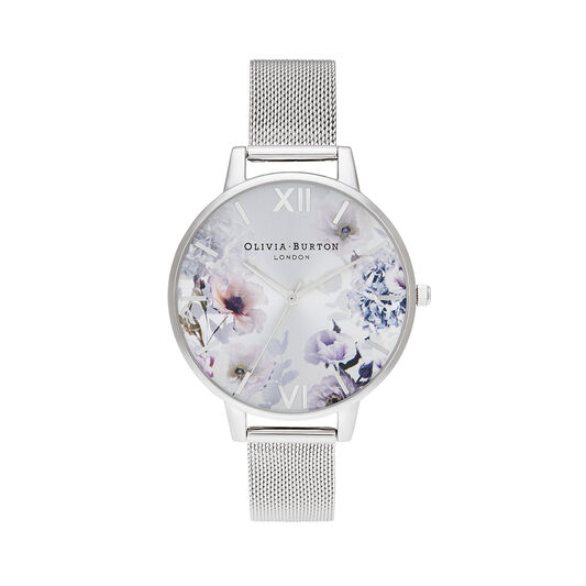Sunlight Florals Silver Mesh Watch