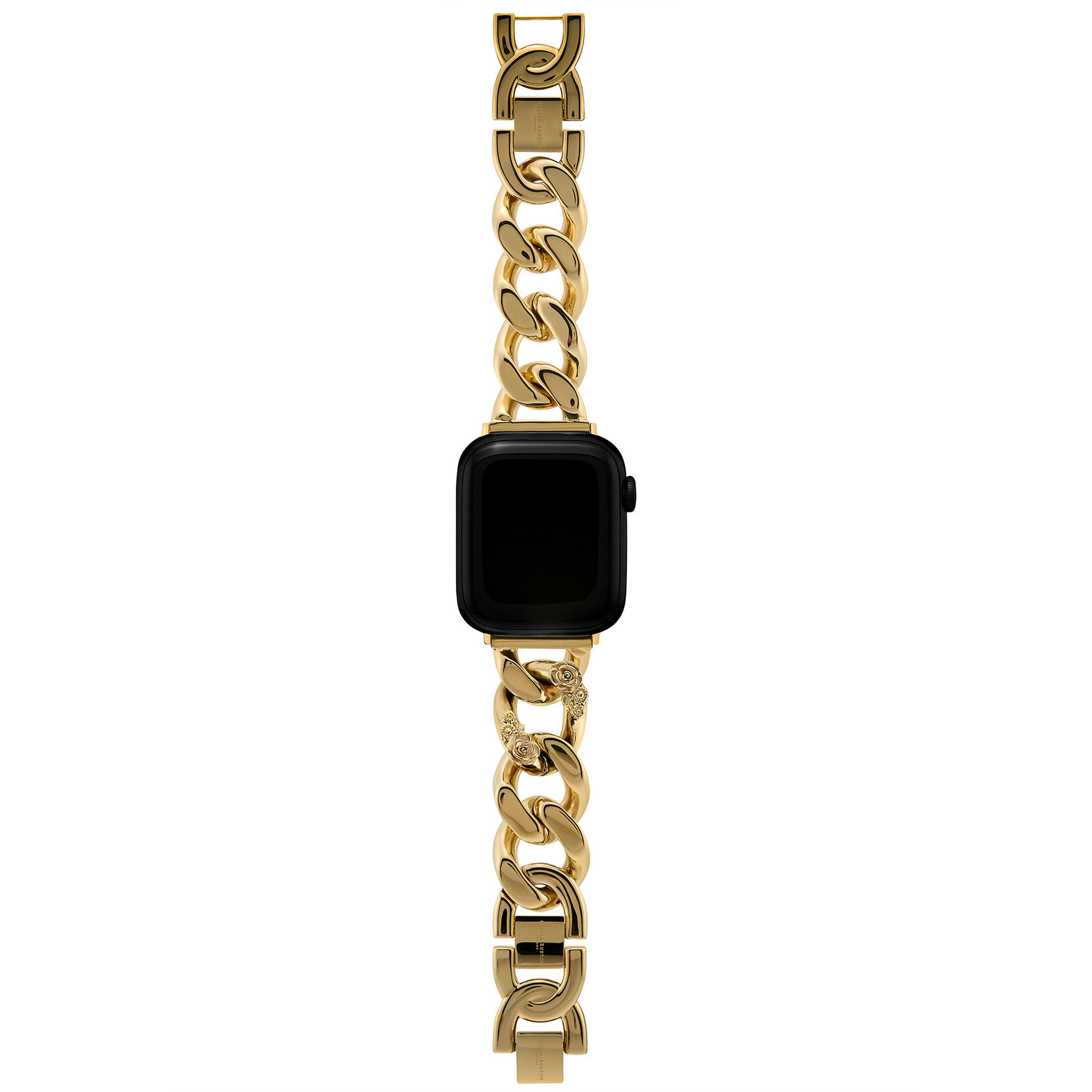 Gold with Floral Link Bracelet Strap