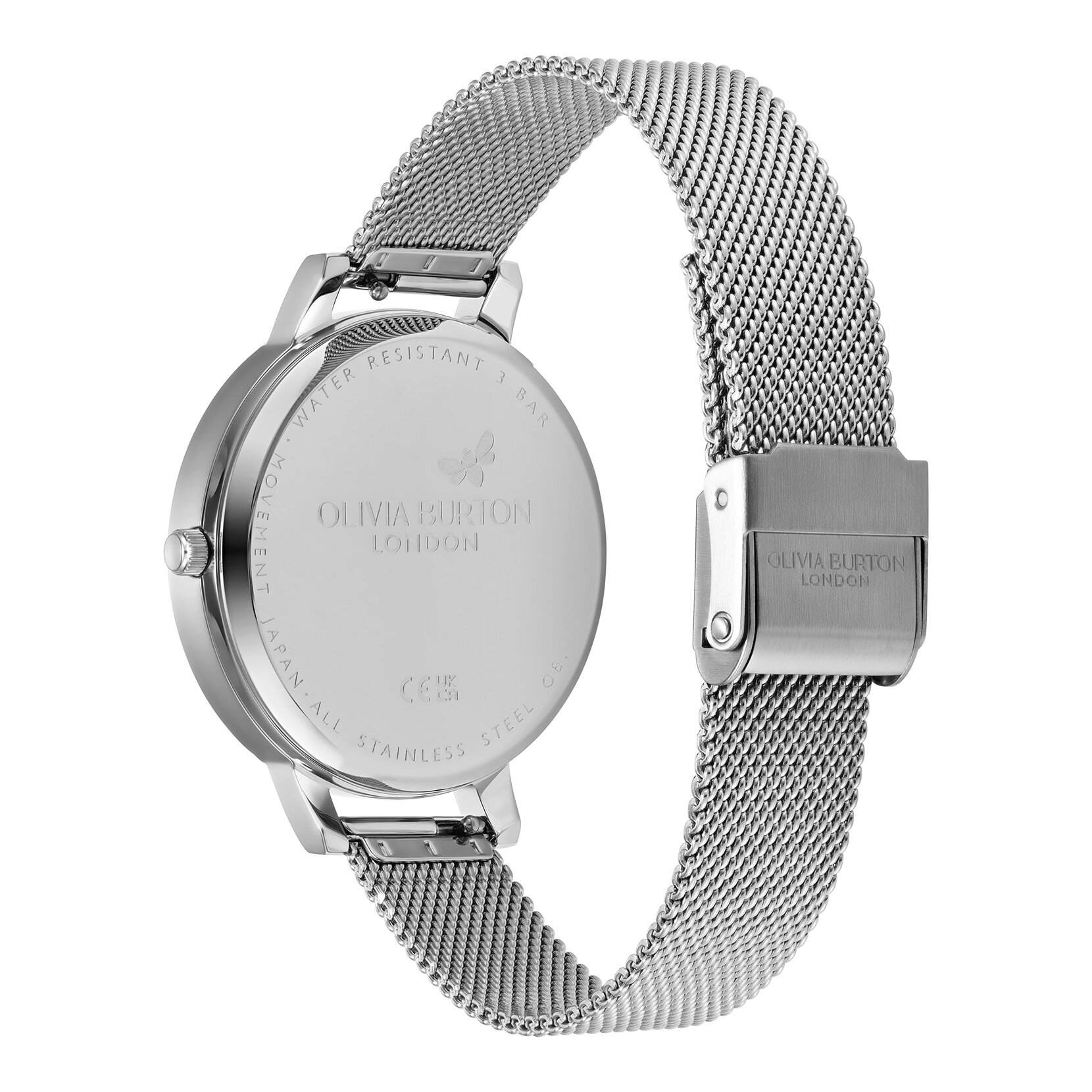38mm White & Silver Mesh Watch