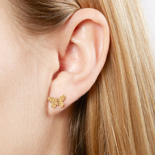 3D Butterfly Gold Studs