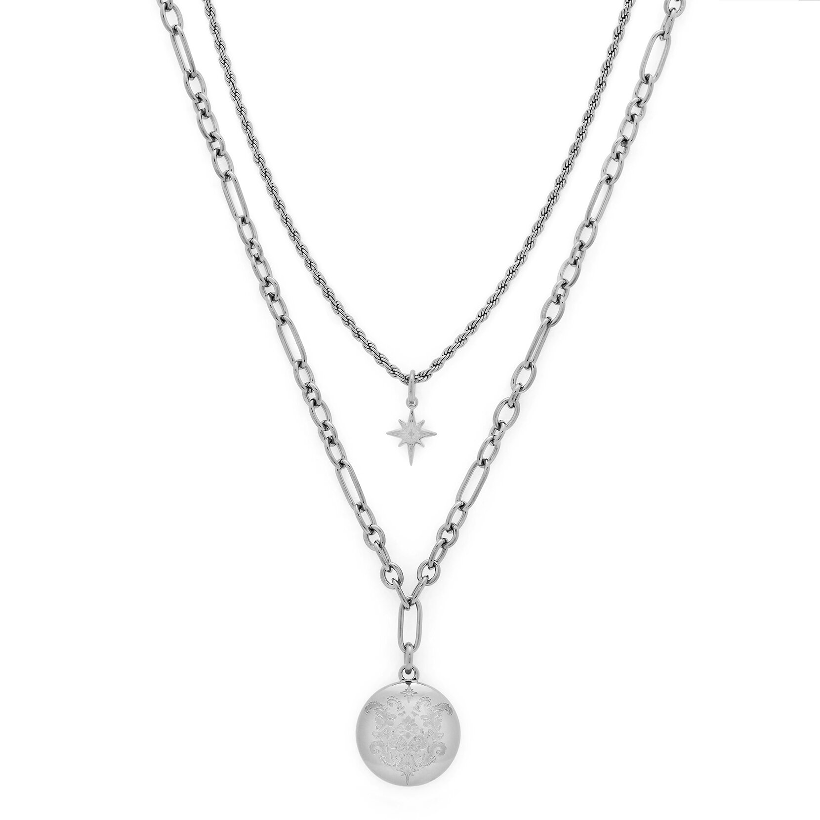 Ever Stacked Silver Tone Multi-Chain Necklace