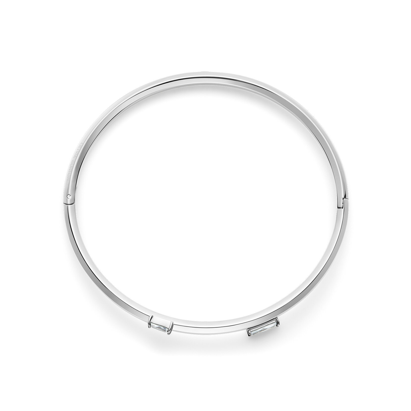 Baguette Crystal Silver Tone Bangle