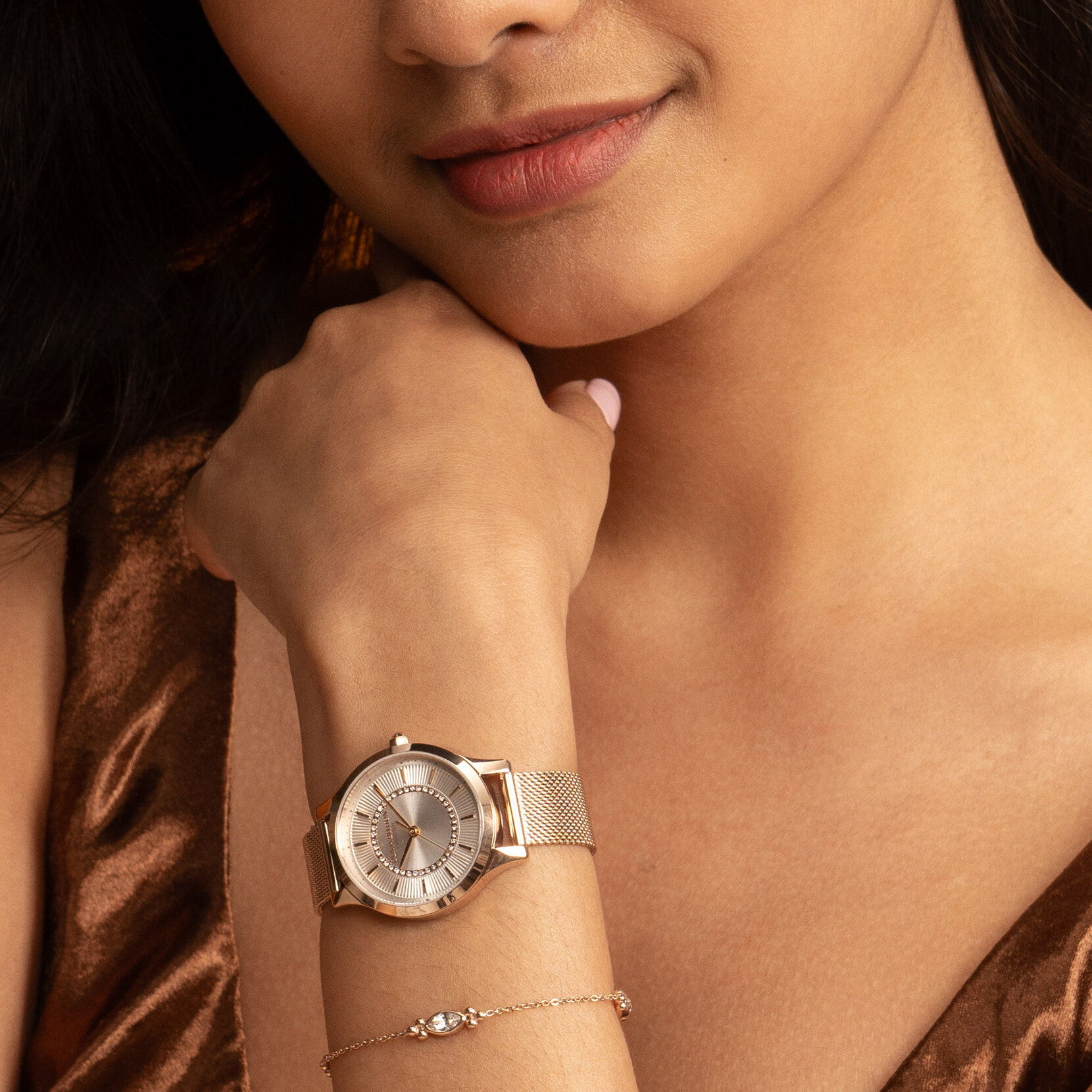 30mm Wonderlust White & Rose Gold Mesh Watch