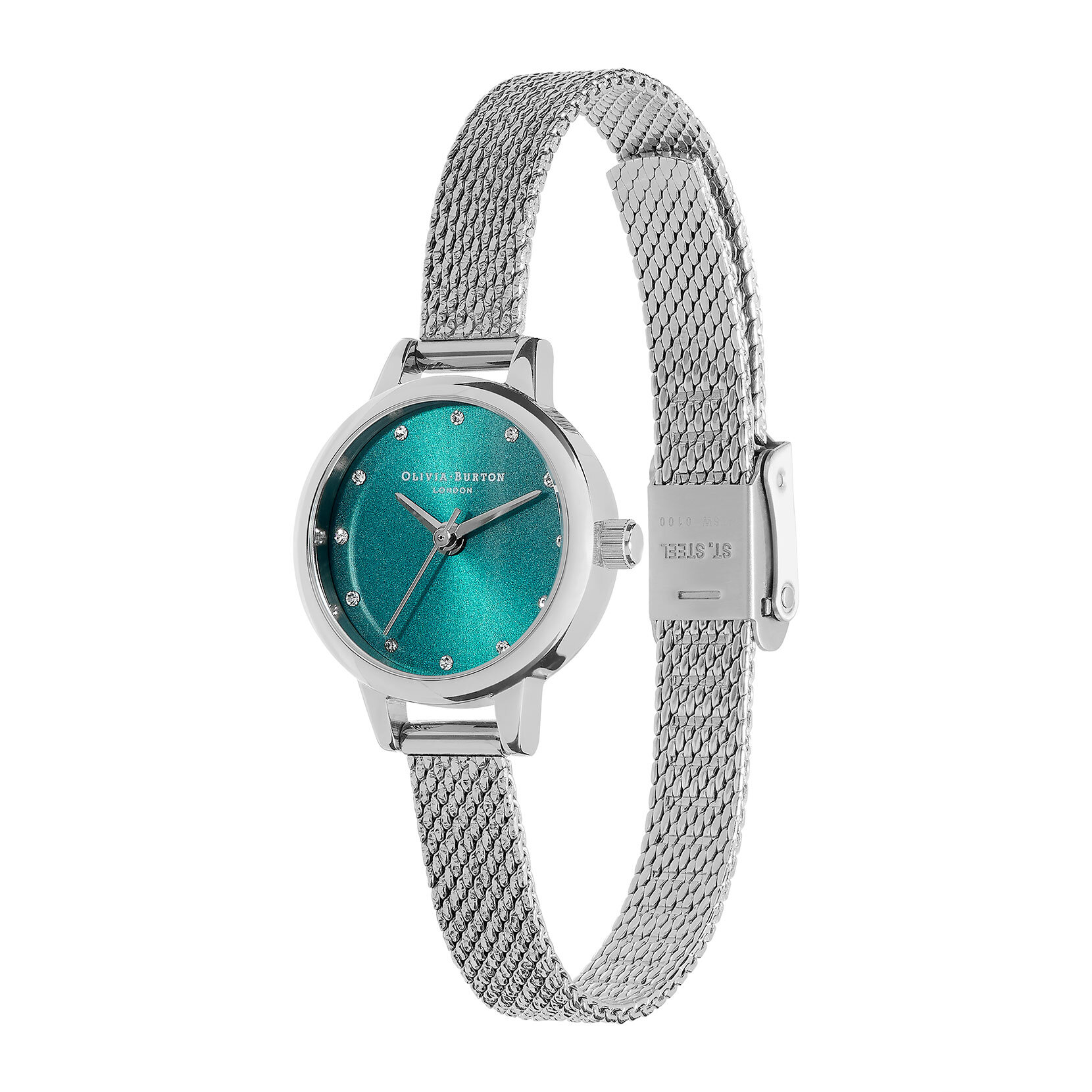 23mm Teal & Silver Mesh Watch