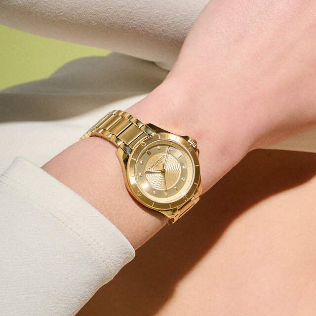36mm Guilloche Champagne & Gold Bracelet Watch