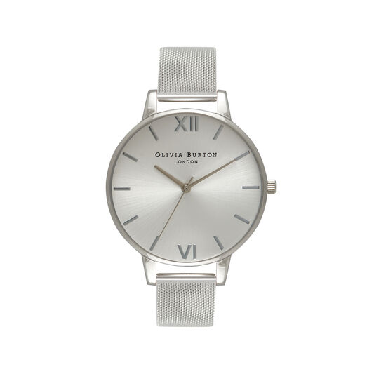 Silver Sunray Mesh Watch
