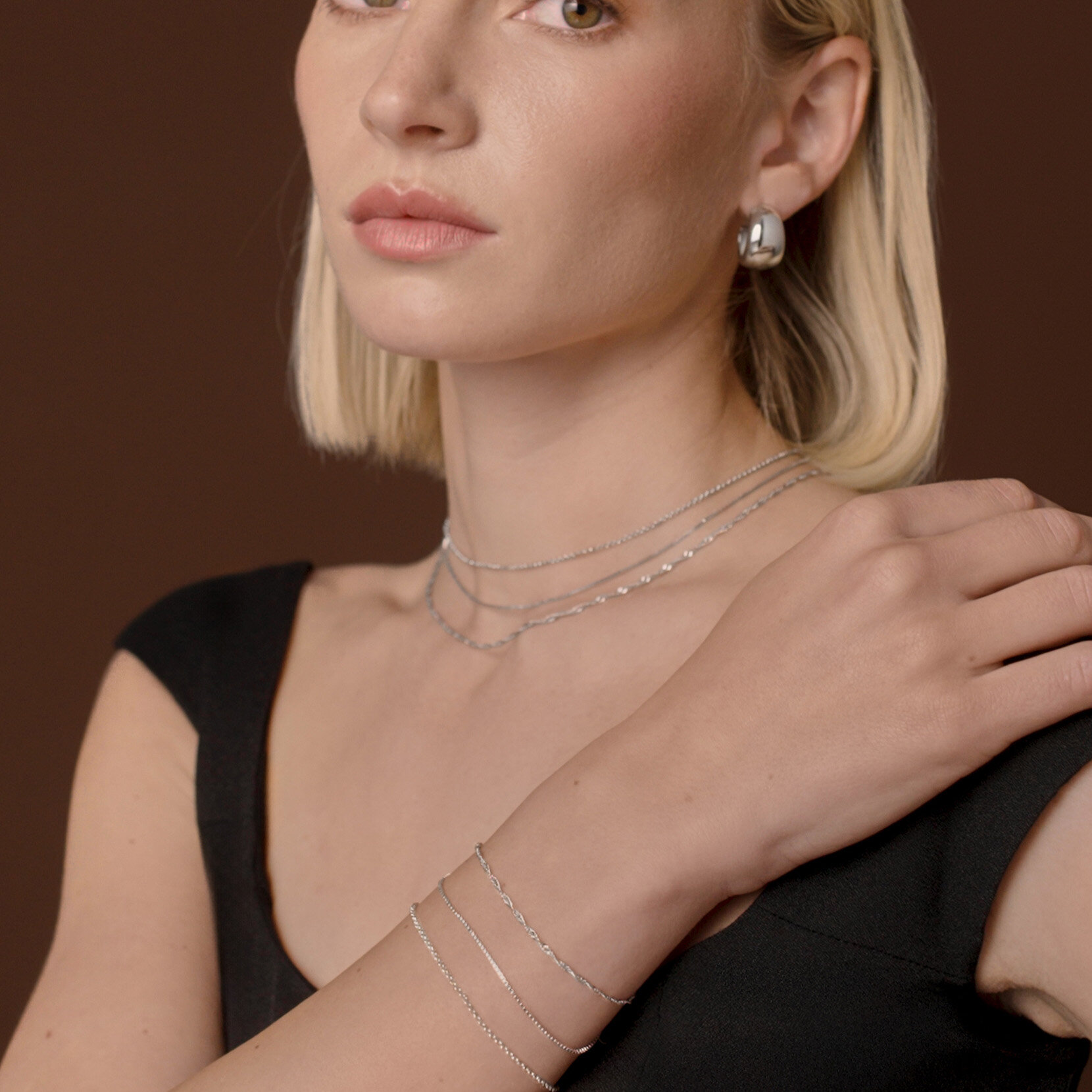 Venetian Silver Tone Box Chain Bracelet