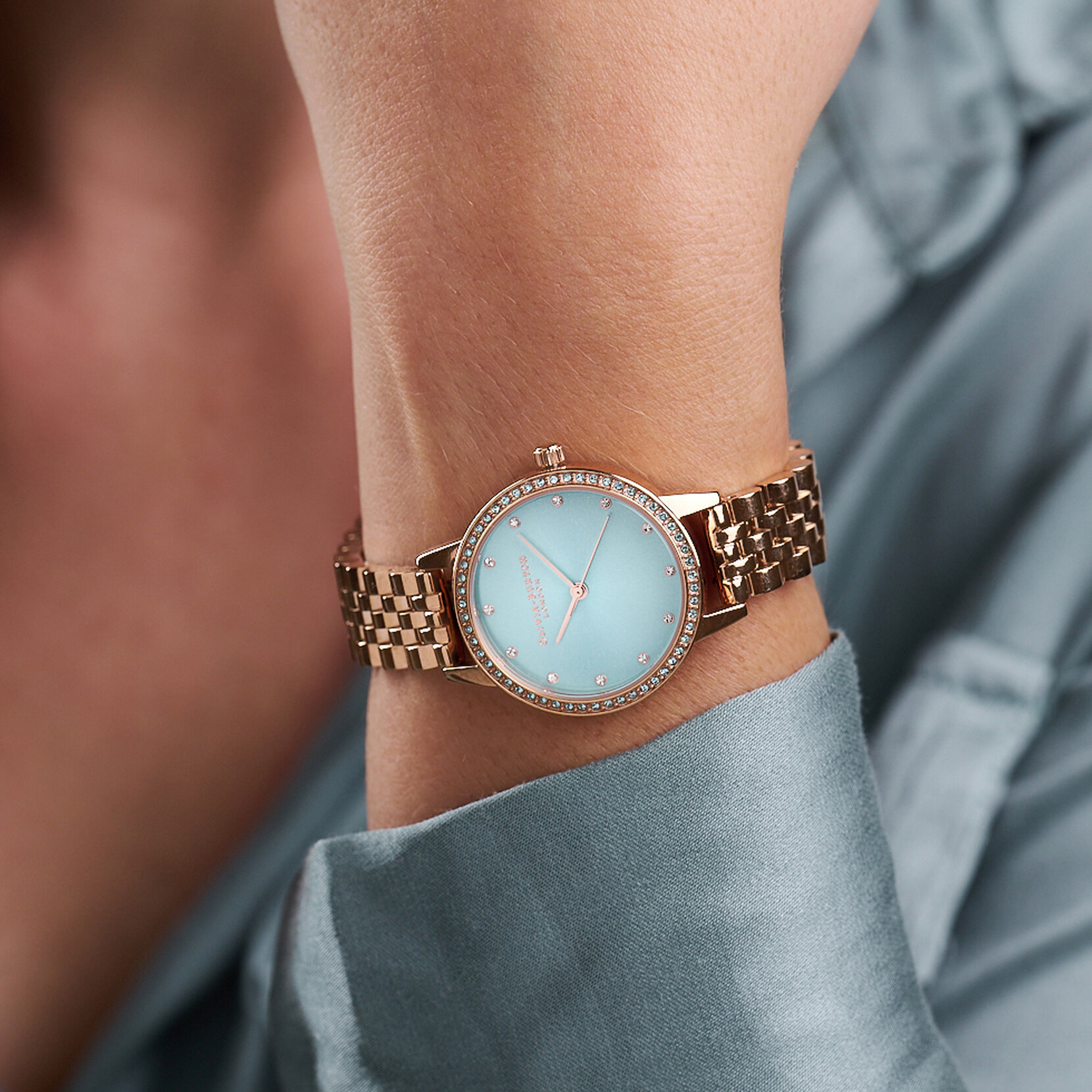 30mm Green & Rose Gold Bracelet Watch