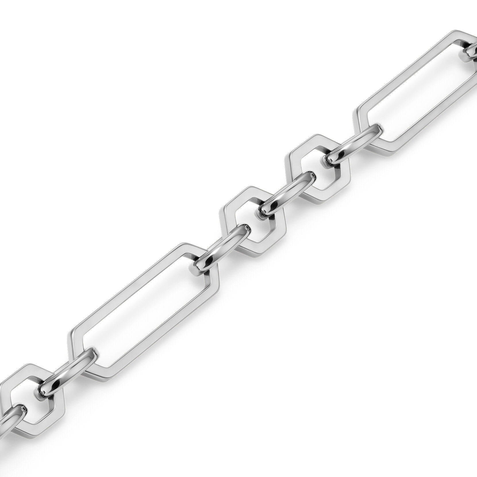 Hex Link Silver Tone Bracelet