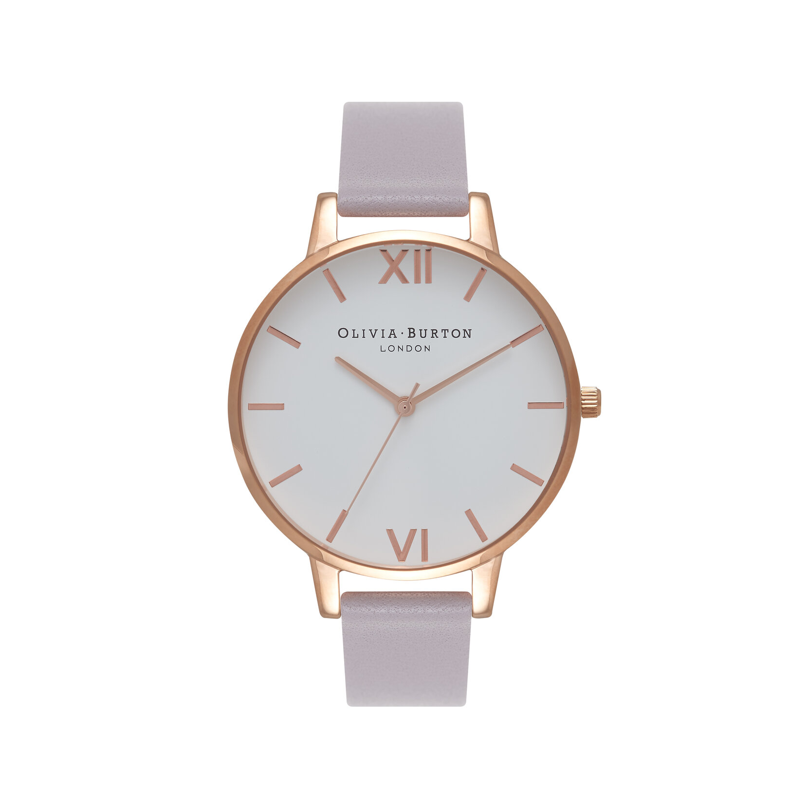  White Dial Grey Lilac & Rose Gold Watch 