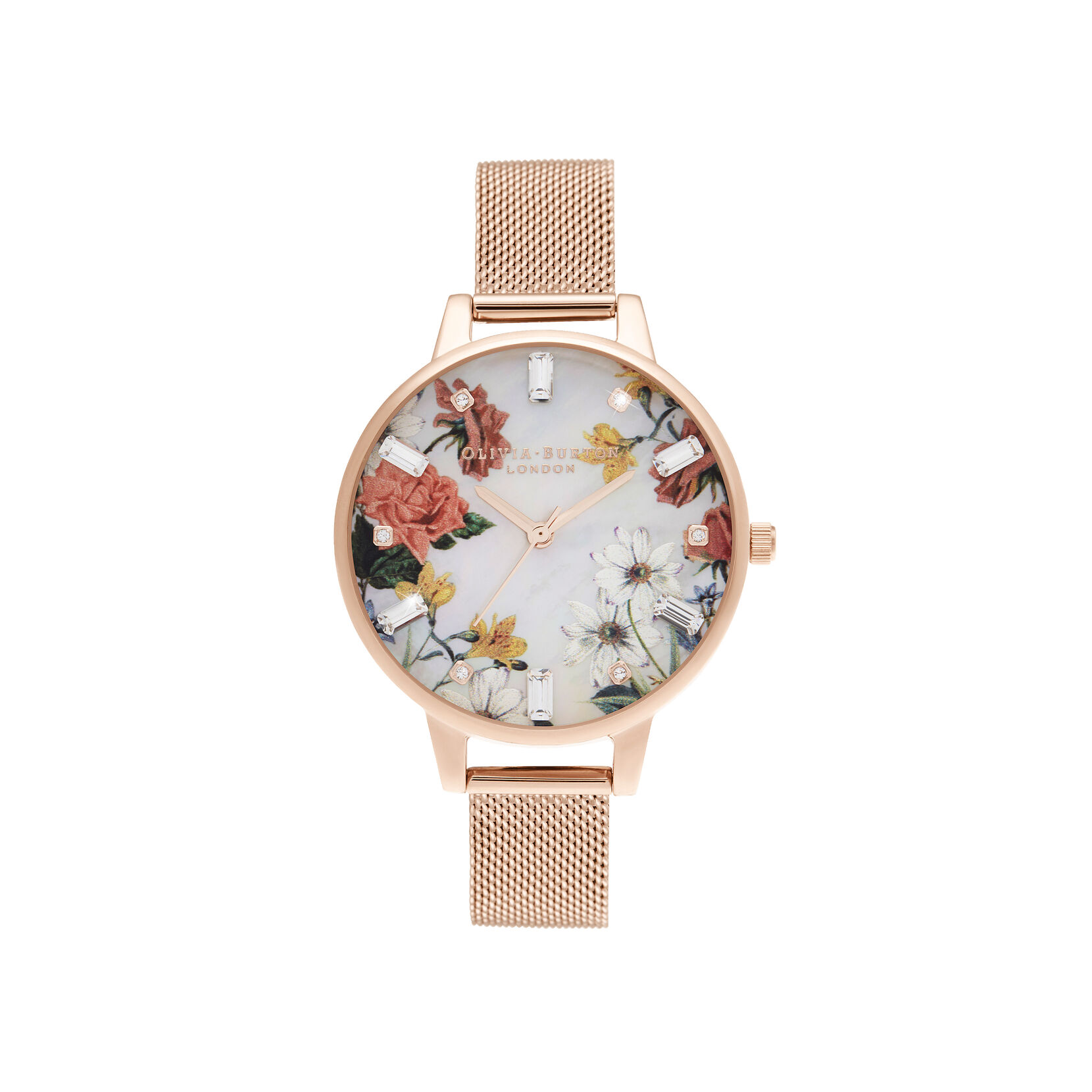 Demi Mother Of Pearl Dial Rose Gold Mesh Watch