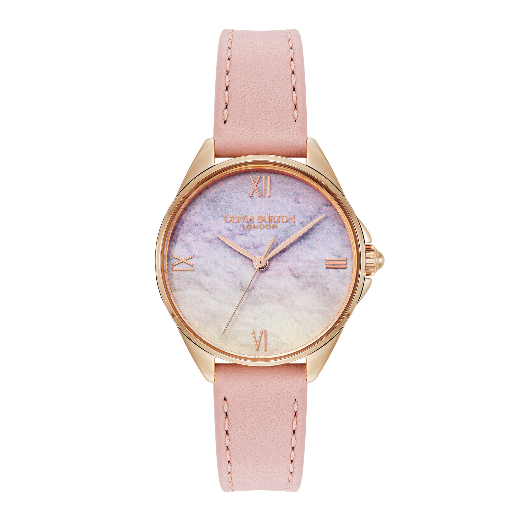 30mm Azure Rose Gold & Mellow Rose Leather Strap Watch