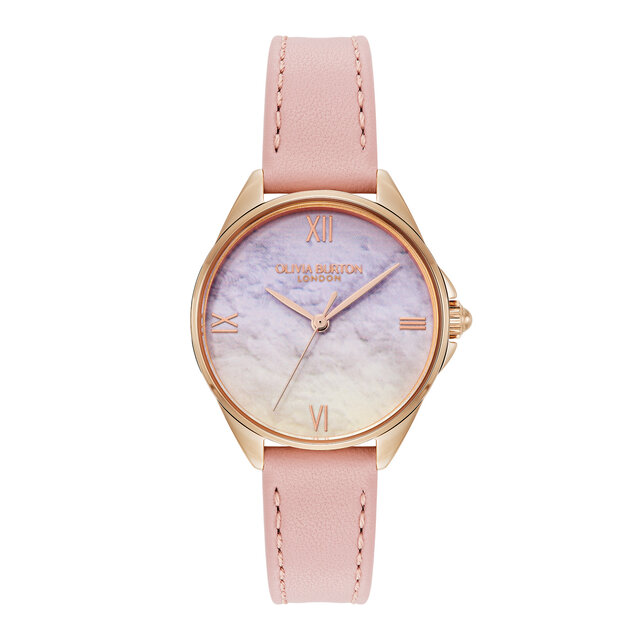 30mm Azure Rose Gold & Mellow Rose Leather Strap Watch