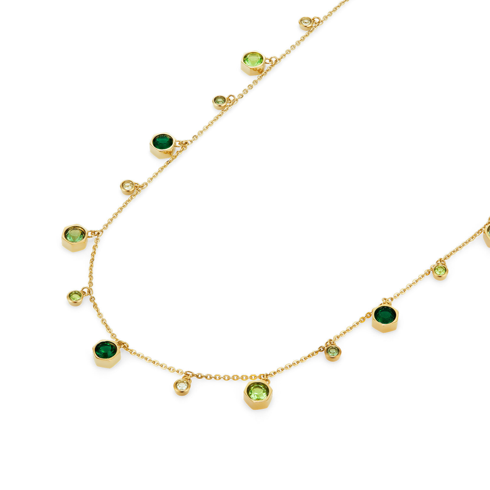 Mini Droplet Green Crystal Gold Plated Necklace