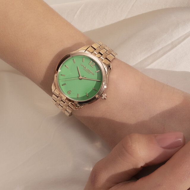 36mm Starlight Color Kelly Green & Rose Gold Bracelet Watch