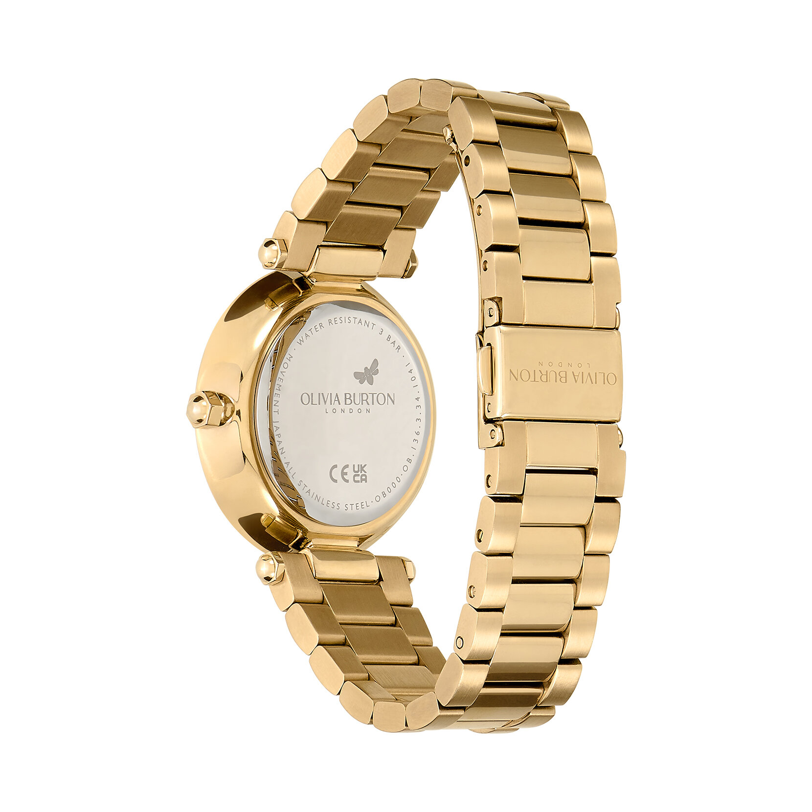 34mm Floral T-Bar Green & Gold Bracelet Watch