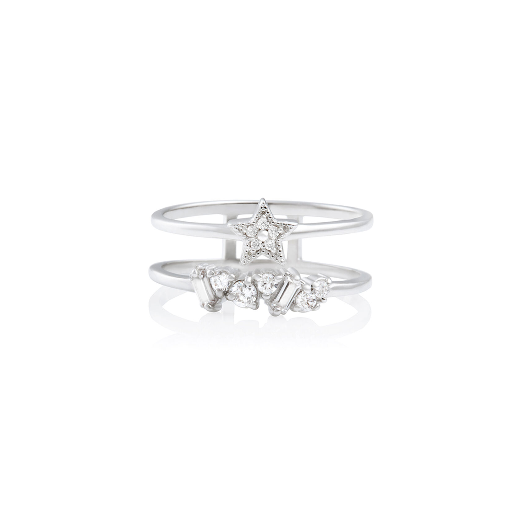 Celestial Silver Celestial Double Band Ring L
