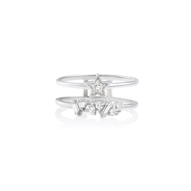 Celestial Double Band Ring Rose Silver L