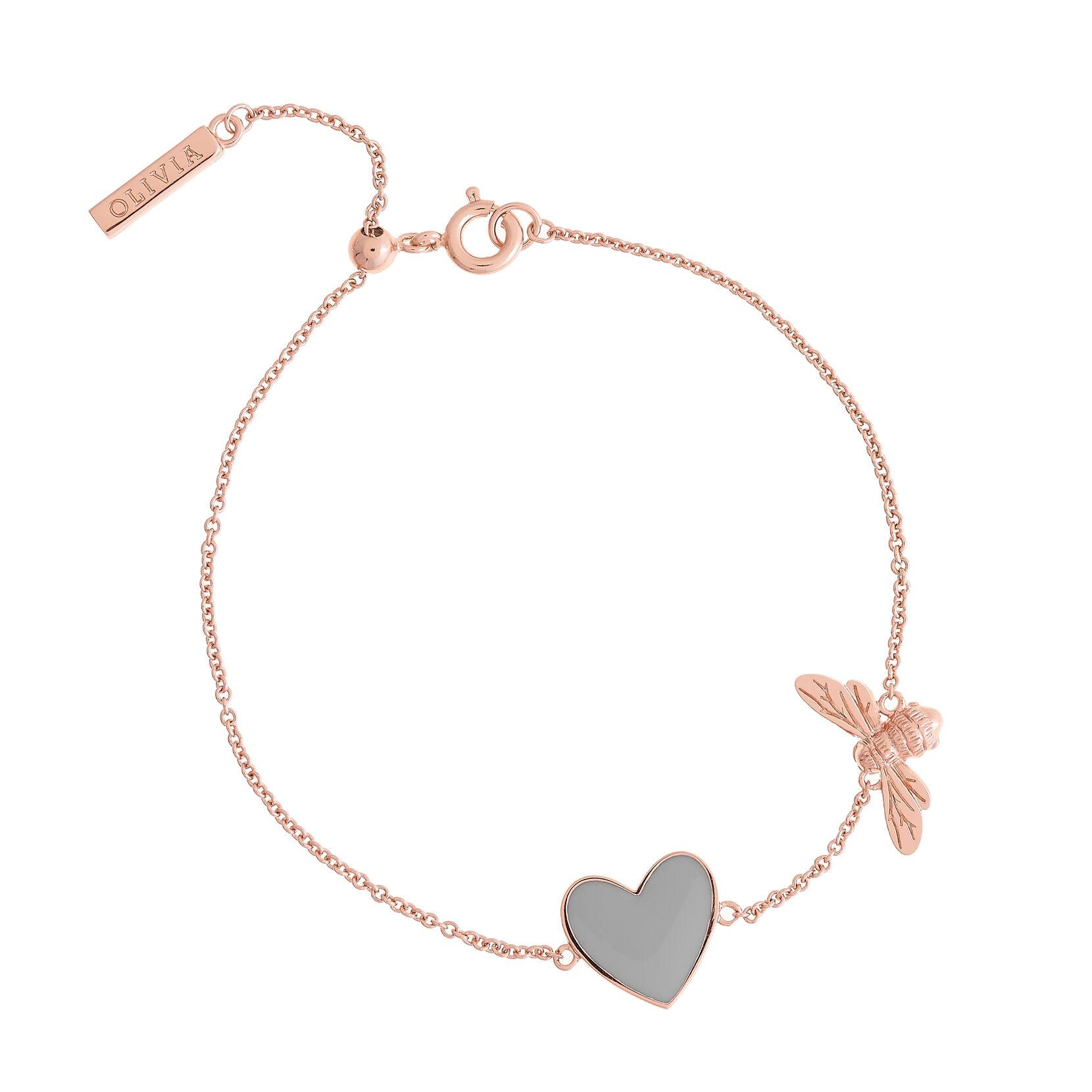 You Have My Heart Grey and Rose Gold Bee Chain Bracelet
