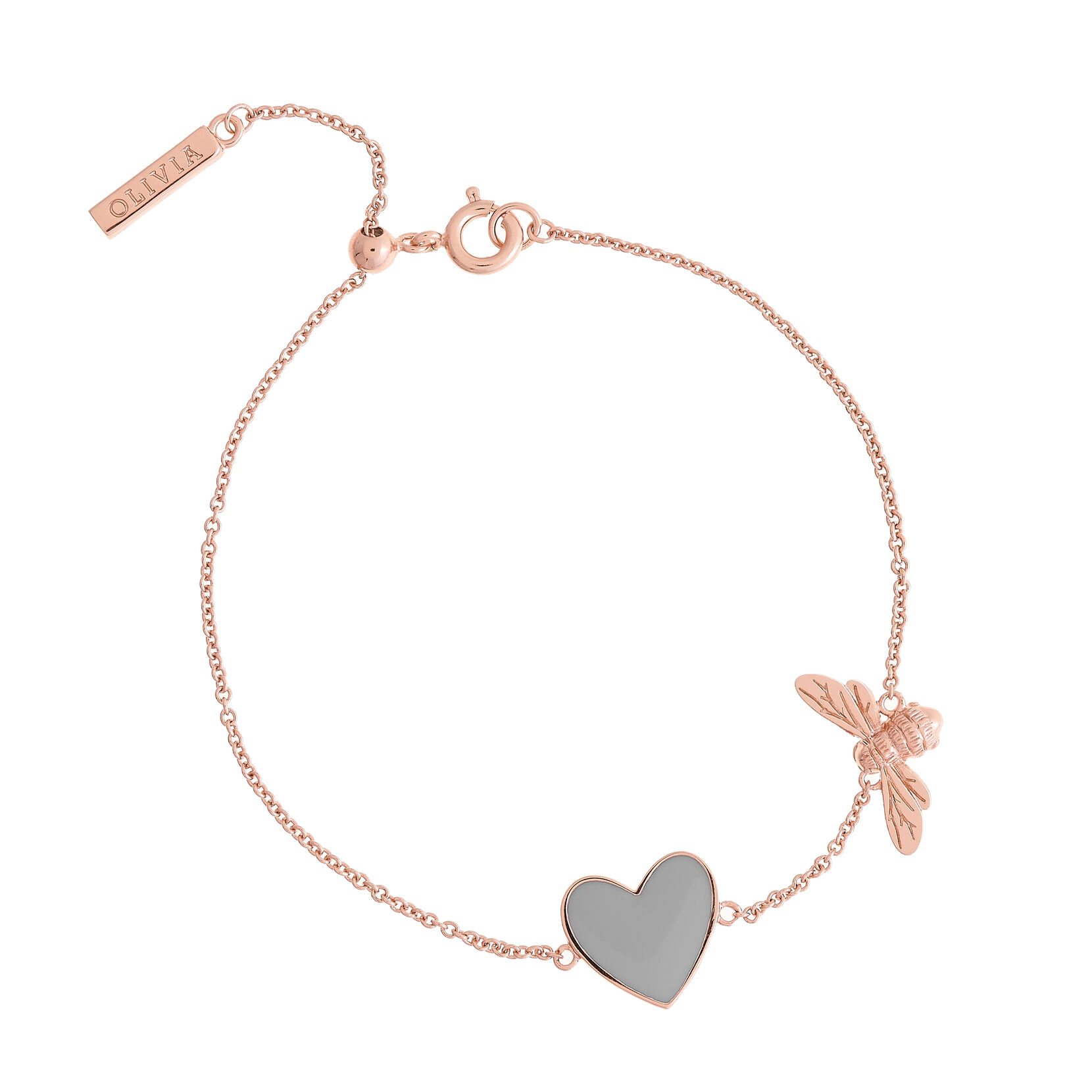 Bracelet en chaîne Bee You Have My Heart gris et or rose